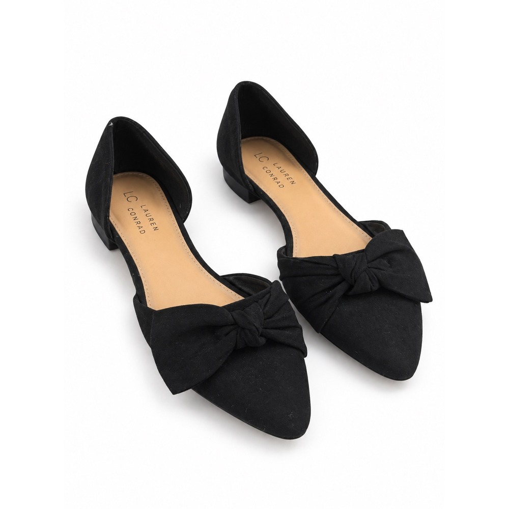 LC Lauren Conrad Vintage Y2K Black Bow D'Orsay Pointed Toe Flats Women's Size 8